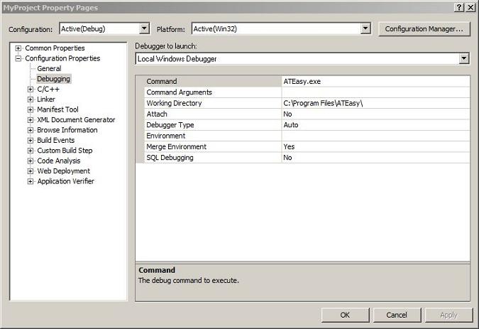 Visual Studio Debugger Property Page Visual Studio Debugger Property Page